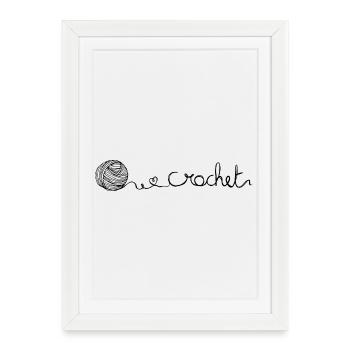 Häkel Liebe – Garnknäuel Line Art Design - Affiche encadrée (27 × 37 cm) - blanc - Devant