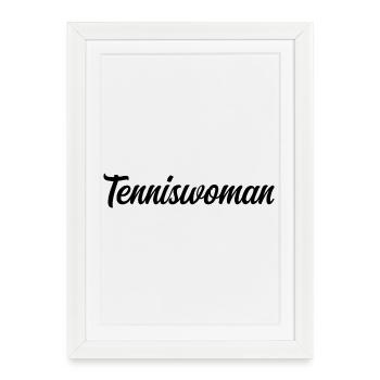 Tenniswoman Pro Raquette Balles Court Sportive - Affiche encadrée (27 × 37 cm) - blanc - Devant