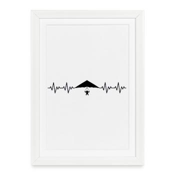 Parapente, parapente, parapente, ECG, battement cardiaque - Affiche encadrée (27 × 37 cm) - blanc - Devant