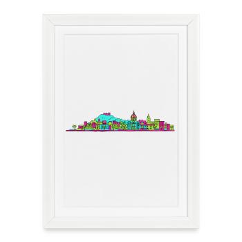 Nice City Skyline Promenade des Anglais Art - Framed poster (27 × 37 cm) - white - Front