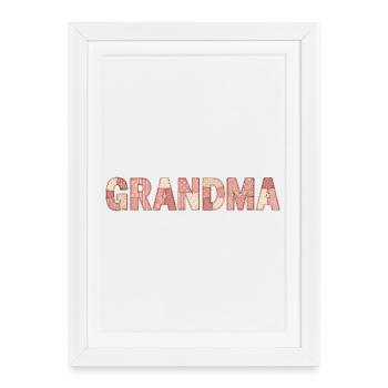 Grandma Patchwork Floral Pattern Gift - Framed poster (27 × 37 cm) - white - Front