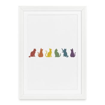 Silhouettes colorées des chats de la fierté - Affiche encadrée (27 × 37 cm) - blanc - Devant