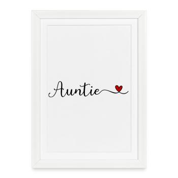 Auntie Typography with a Heart handwritten Font De - Framed poster (27 × 37 cm) - white - Front