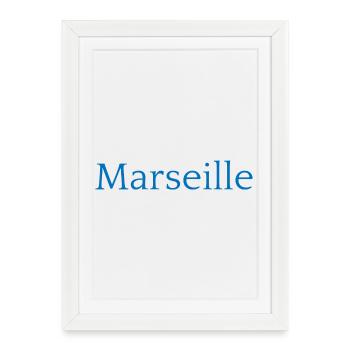 Marseille, France Conception typographique - Affiche encadrée (27 × 37 cm) - blanc - Devant