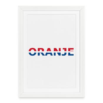 Orange en rouge, blanc, bleu - Affiche encadrée (27 × 37 cm) - blanc - Devant