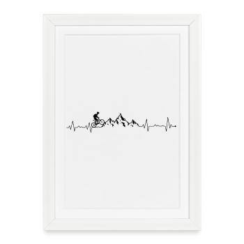 Mountain bike heartbeat - Framed poster (27 × 37 cm) - white - Front