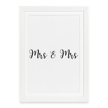 Mrs and Mrs wedding lesbian couple - Framed poster (27 × 37 cm) - white - Front