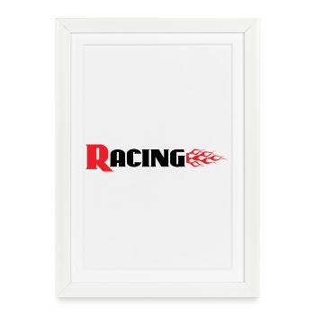 Racing Graphic With Flames - Car Auto Bike Decals - Framed poster (27 × 37 cm) - white - Front