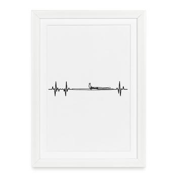 Rowing Boat ECG Heart Line - Framed poster (27 × 37 cm) - white - Front