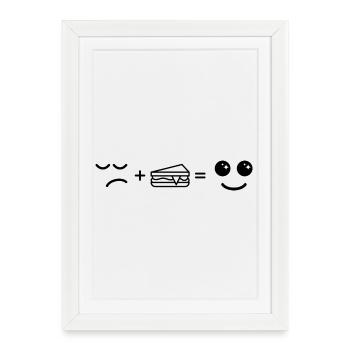 triste manger du gâteau devenir heureux - Affiche encadrée (27 × 37 cm) - blanc - Devant