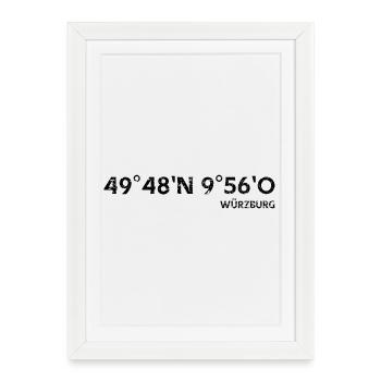 Würzburg Coordonnées Design - Affiche encadrée (27 × 37 cm) - blanc - Devant