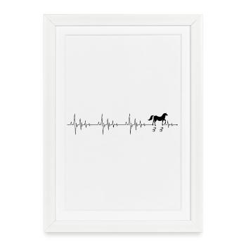 Battement de cœur cheval - Affiche encadrée (27 × 37 cm) - blanc - Devant