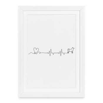 Heartbeat amour chien - Affiche encadrée (27 × 37 cm) - blanc - Devant