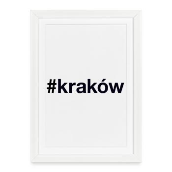 CRACOVIE Hashtag Cracovie Pologne Pologne - Affiche encadrée (27 × 37 cm) - blanc - Devant