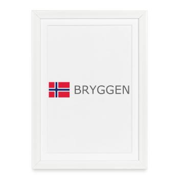 Drapeau de la Norvège - Bryggen - Norge - Norwegen - Affiche encadrée (27 × 37 cm) - blanc - Devant