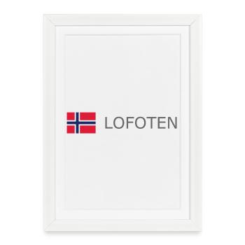 Drapeau de la Norvège - Lofoten - Norge - Norwegen - Affiche encadrée (27 × 37 cm) - blanc - Devant