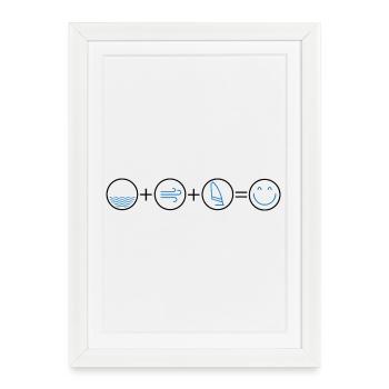 Icons Water Wind Windsurfing - Framed poster (27 × 37 cm) - white - Front