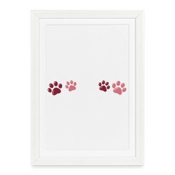 Two-tone red paw prints - Framed poster (27 × 37 cm) - white - Front
