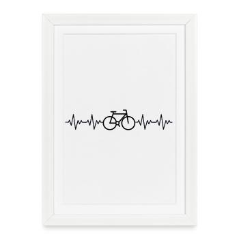 Vélo de route ECG Battement de cœur Fréquence cardiaque - Affiche encadrée (27 × 37 cm) - blanc - Devant