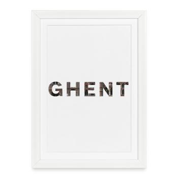 GHENT – Gothic Brick Typography - Framed poster (27 × 37 cm) - white - Front