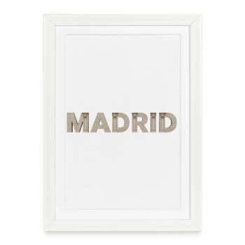 Typographie de l’architecture de Madrid - Affiche encadrée (27 × 37 cm) - blanc - Devant