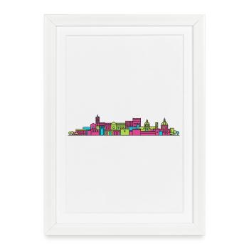 Palermo City Skyline Cathedral Modern Line Art - Framed poster (27 × 37 cm) - white - Front