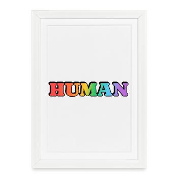 HUMAN rainbow text gay LGBT pride - Framed poster (27 × 37 cm) - white - Front