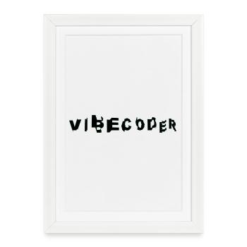 VibeCoder Glitch Neon - Affiche encadrée (27 × 37 cm) - blanc - Devant