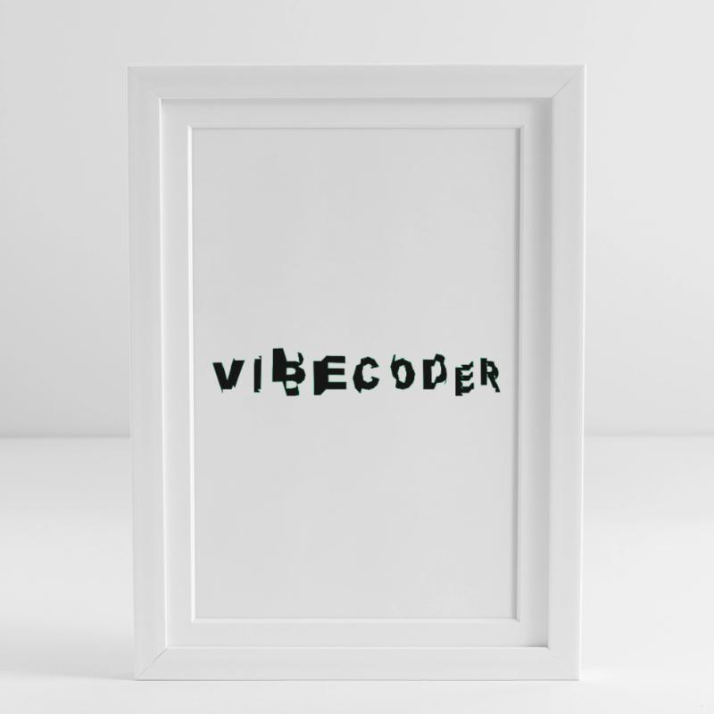 VibeCoder Glitch Neon Affiche encadrée (27 × 37 cm)