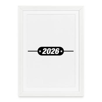 2026 Jahr - Gerahmtes Poster (27 × 37 cm) - Weiß - Vorne