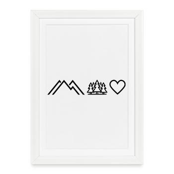 Cœur d’arbre de montagne en plein air - Affiche encadrée (27 × 37 cm) - blanc - Devant
