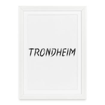 Trondheim Lettrage Pinceau Noir - Affiche encadrée (27 × 37 cm) - blanc - Devant