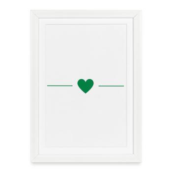 Cœur Vert | Minimal Love Design - Affiche encadrée (27 × 37 cm) - blanc - Devant