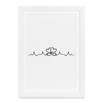 Heartbeat, two hearts with infinity symbol - Framed poster (27 × 37 cm) - white - Front