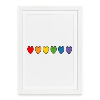 Coeurs arc-en-ciel - Affiche encadrée (27 × 37 cm) - blanc - Devant