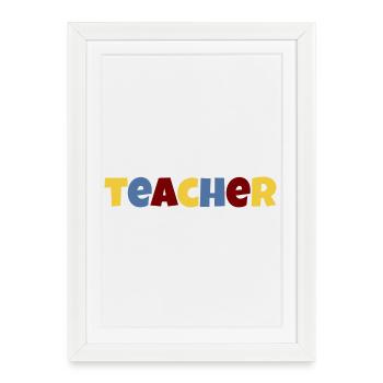 Texte coloré de l’enseignant - Affiche encadrée (27 × 37 cm) - blanc - Devant