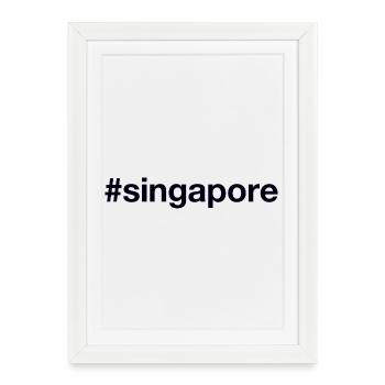 SINGAPOUR Hashtag Singapour - Affiche encadrée (27 × 37 cm) - blanc - Devant