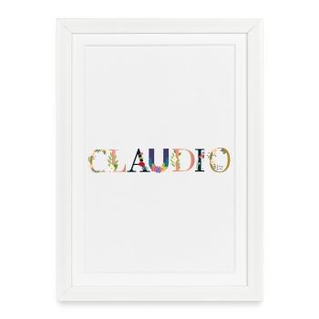 CLAUDIO Nom orné de fleurs - Affiche encadrée (27 × 37 cm) - blanc - Devant