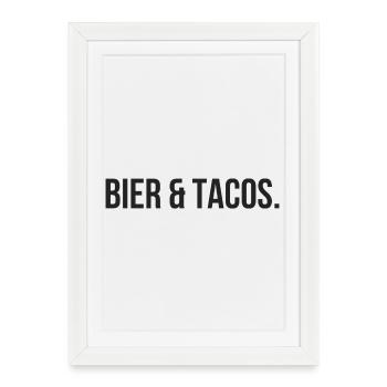 Beer & Tacos – Perfect Combination - Framed poster (27 × 37 cm) - white - Front