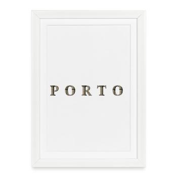PORTO – Typographie architecturale de la pierre - Affiche encadrée (27 × 37 cm) - blanc - Devant