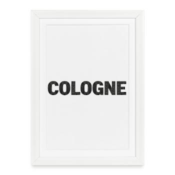 Cologne – Gothic architecture in typeface - Framed poster (27 × 37 cm) - white - Front