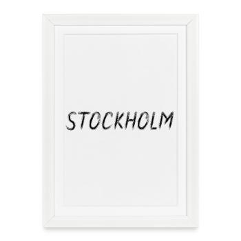 Stockholm Sweden - Typography Brush Black - Framed poster (27 × 37 cm) - white - Front