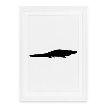 Alligator Silhouette - Framed poster (27 × 37 cm) - white - Front