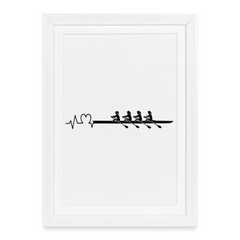 Aviron Heartbeat Fours Femmes - Affiche encadrée (27 × 37 cm) - blanc - Devant