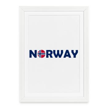 Lettrage de la Norvège avec drapeau - Norge - Norwegen - Affiche encadrée (27 × 37 cm) - blanc - Devant