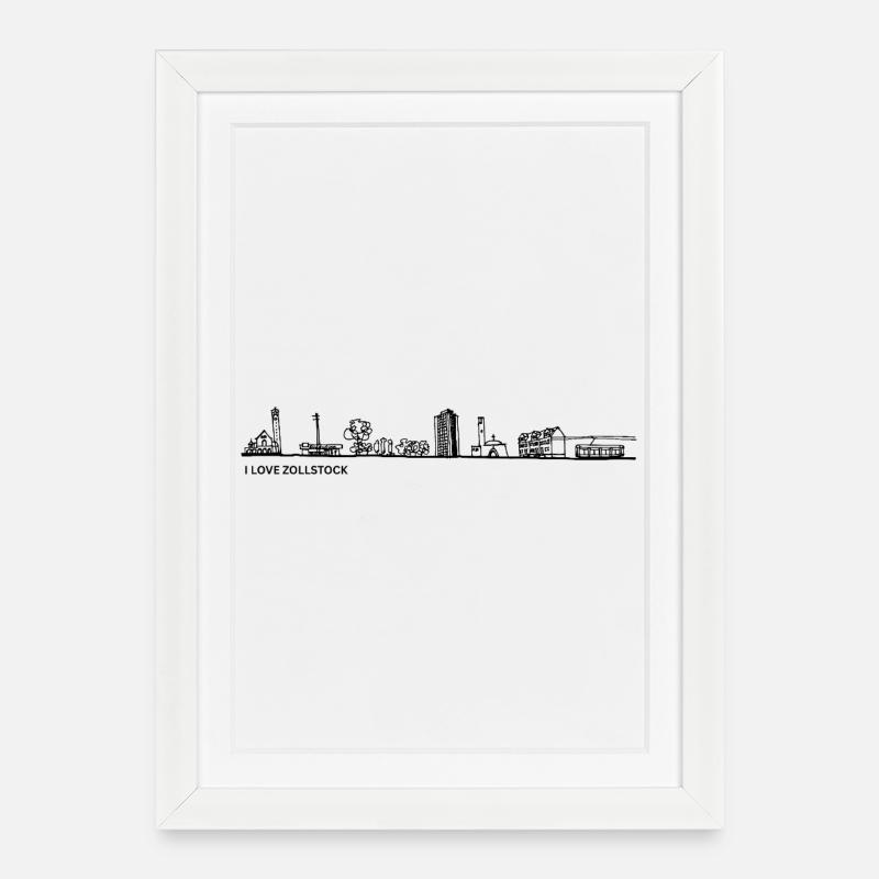 Mètre pliant Skyline noir - Affiche encadrée (27 × 37 cm) - blanc