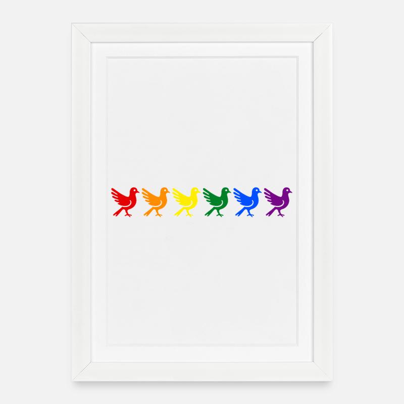 Rainbow Doves - Framed poster (27 × 37 cm) - white