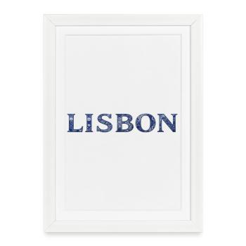 Lettrage des ornements Lisbon Blue - Affiche encadrée (27 × 37 cm) - blanc - Devant