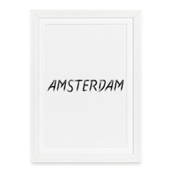 Amsterdam Brushstroke Script Black - Affiche encadrée (27 × 37 cm) - blanc - Devant