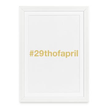 né le 29 avril Anniversaire anniversaire - Affiche encadrée (27 × 37 cm) - blanc - Devant